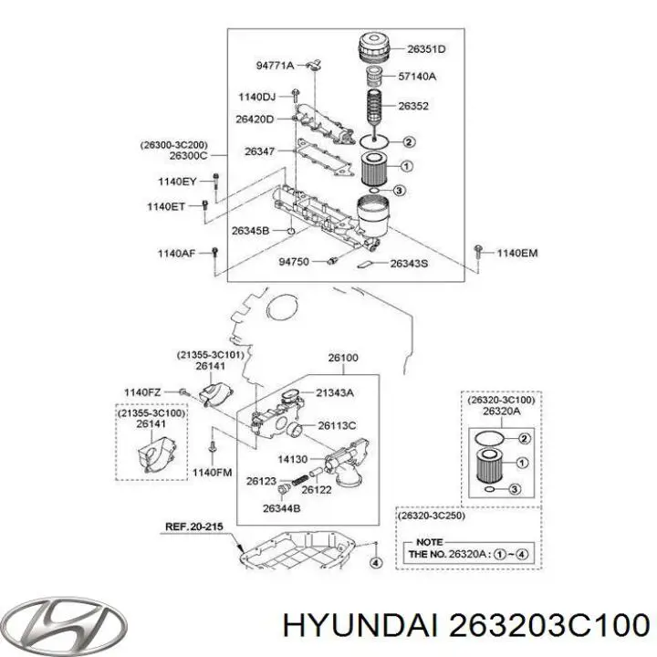 263203C100 Hyundai/Kia фільтр масляний