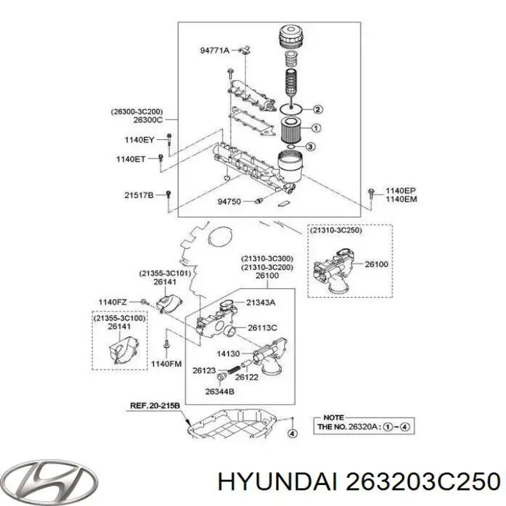 Купити 263203C250 Hyundai/Kia Фільтр очищення масла відцентровий