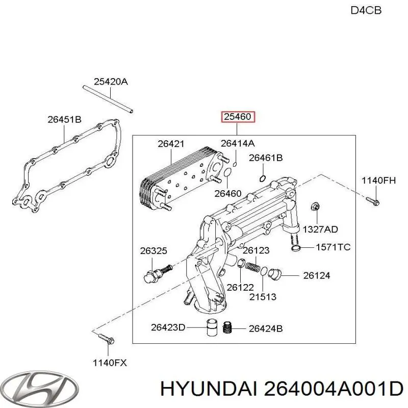 Радіатор масляний (холодильник), під фільтром Hyundai/Kia 264004A000 ціна, від 22.10 USD