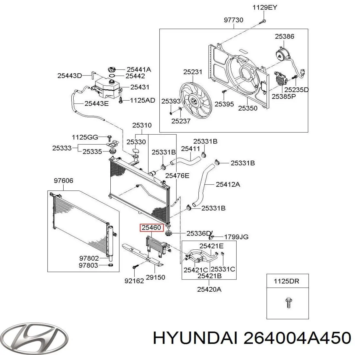 264004A450 Hyundai/Kia Радіатор масляний (холодильник), під фільтром