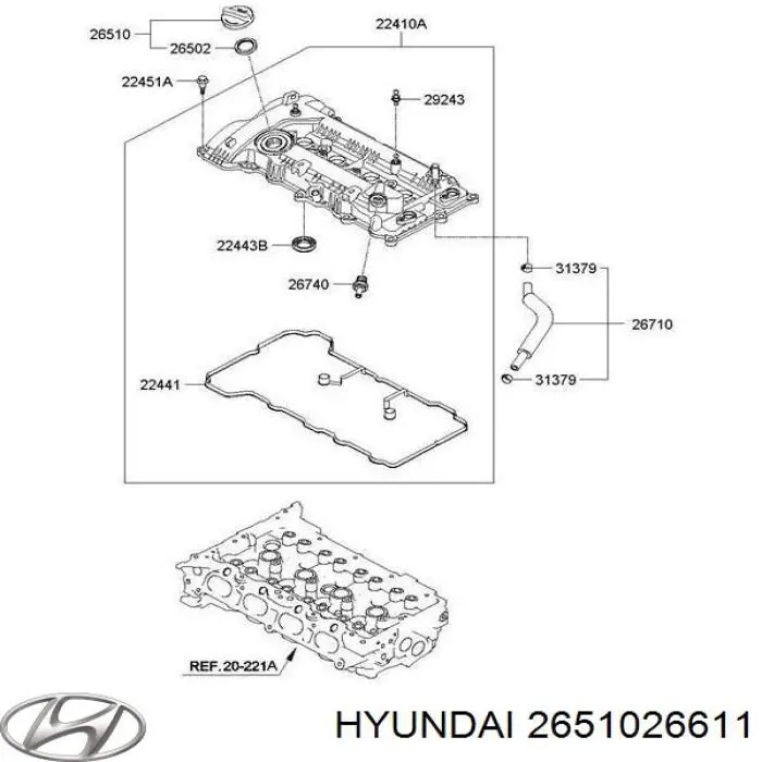 Кришка маслозаливной горловини Hyundai/Kia 2651026611 ціна, від 2.76 USD
