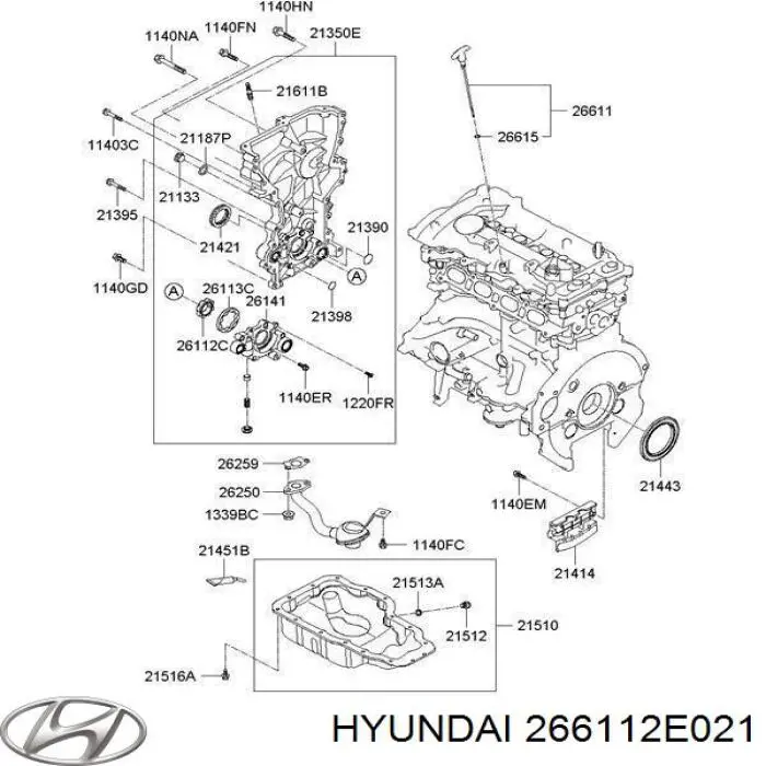 266112E021 Hyundai/Kia щуп-індикатор рівня масла в двигуні