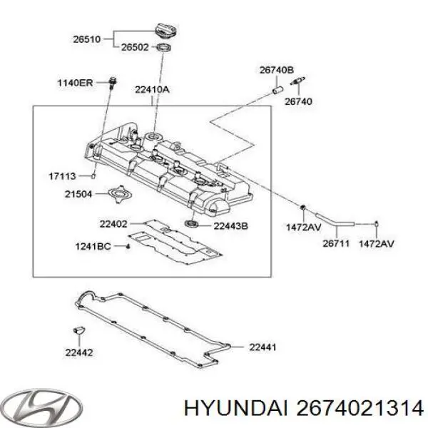 Клапан PCV (вентиляції картерних газів) Hyundai Tiburon (Хендай Тібурон)