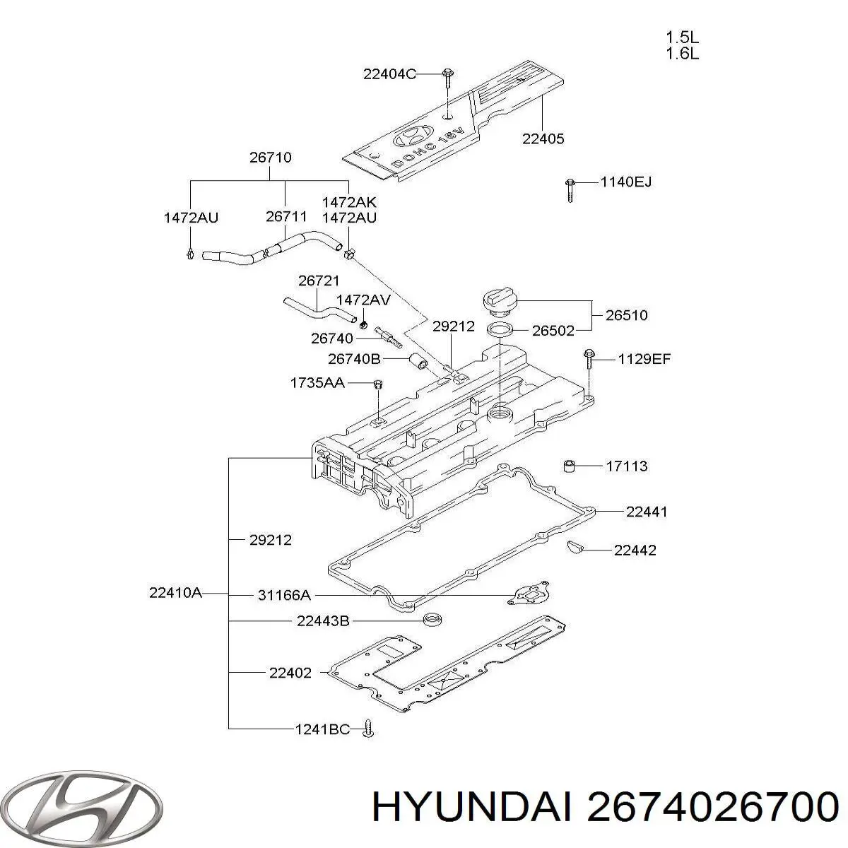 Клапан картерних газів Hyundai/Kia 2674026700 ціна, від 12.20 USD