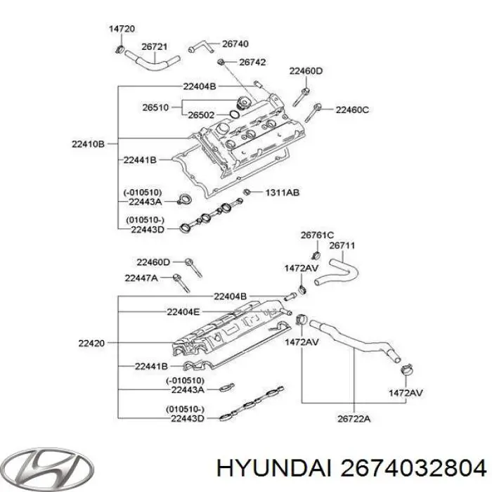 Купити Клапан вентиляції картерних газів Hyundai Sonata III 
