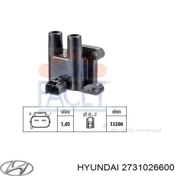 Катушка зажигания левая (27310-26600) mobis на Hyundai Matrix FC