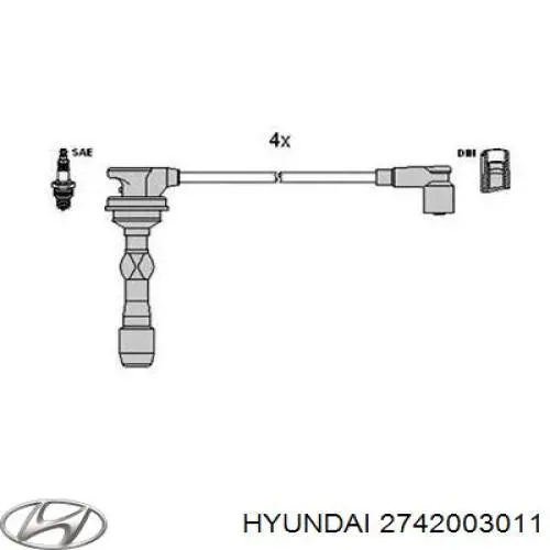 Дроти запалювання Hyundai/Kia 2742003011 ціна, від 44.54 USD