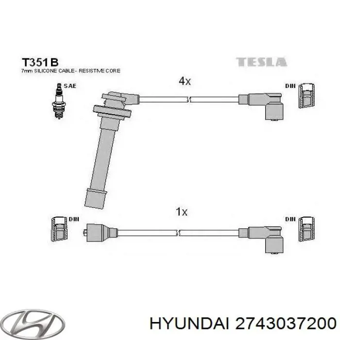 Дроти запалювання Hyundai/Kia 2743037200 ціна, від 22.36 USD