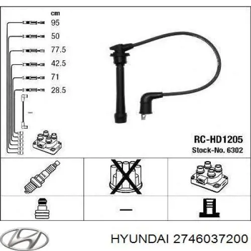 Дріт високовольтний, комплект 2746037200 Hyundai/Kia