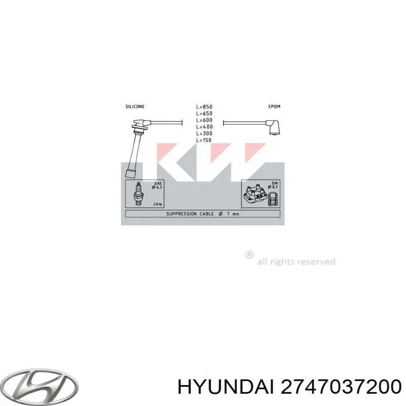 Дріт високовольтні, комплект 2747037200 Hyundai/Kia