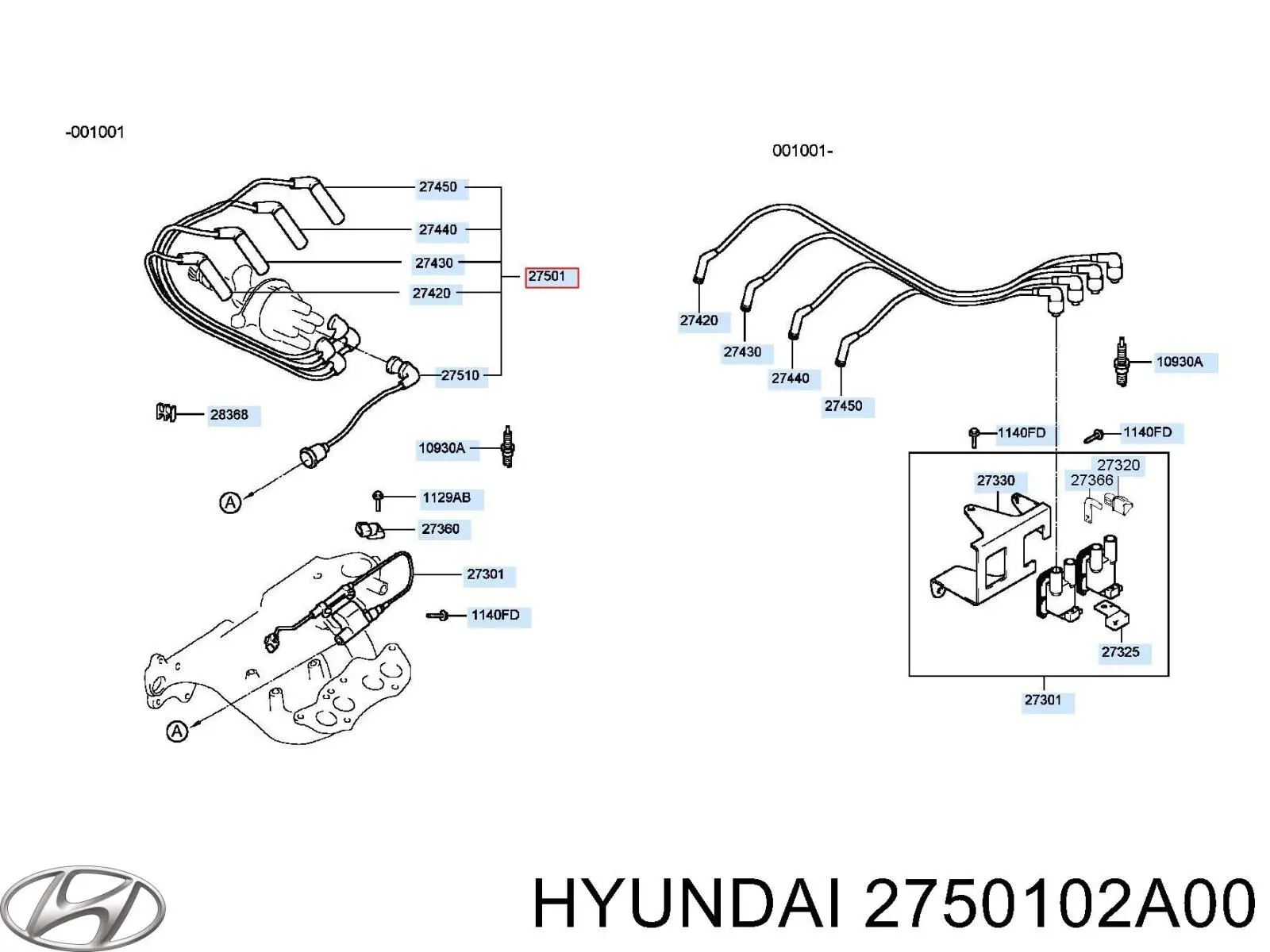 Дроти запалювання Hyundai/Kia 2750102A00 ціна, від 22.88 USD