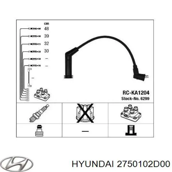 Дріт високовольтний Hyundai/Kia 2750102D00