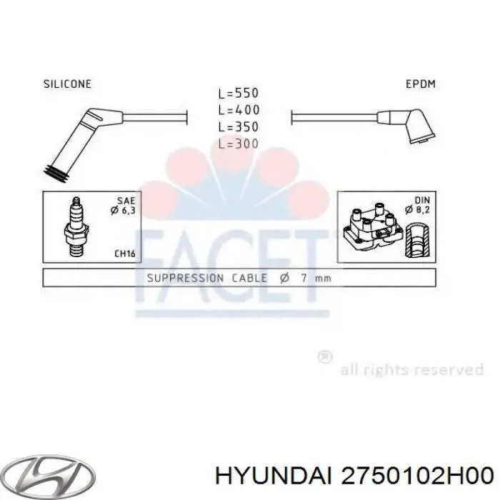 Високовольтні дроти 2750102H00 Hyundai/Kia
