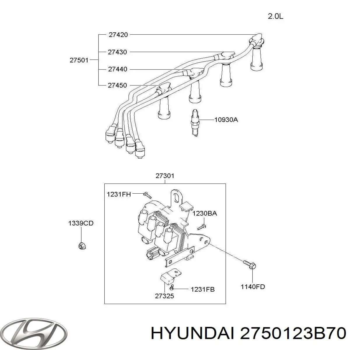 Високовольтні дроти 2750123B70 Hyundai/Kia