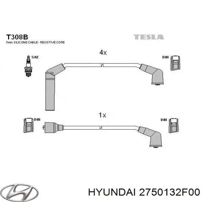 Дріт високовольтні, комплект 2750132F00 Hyundai/Kia