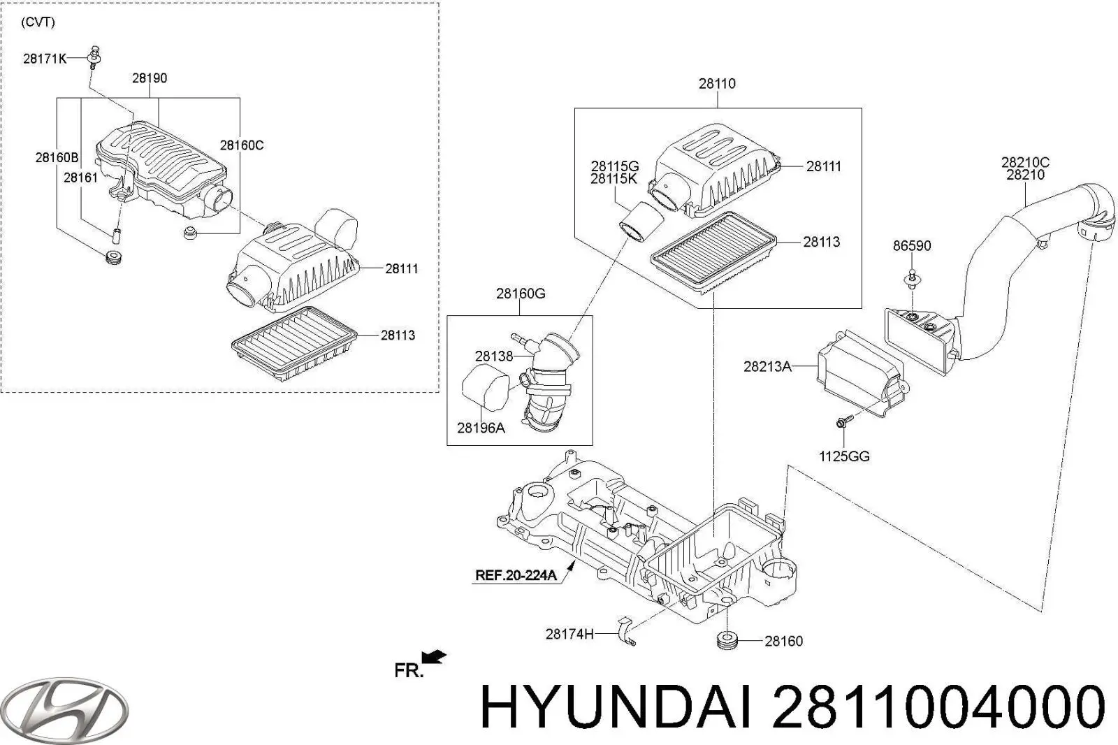 2811004000 Hyundai/Kia корпус повітряного фільтра