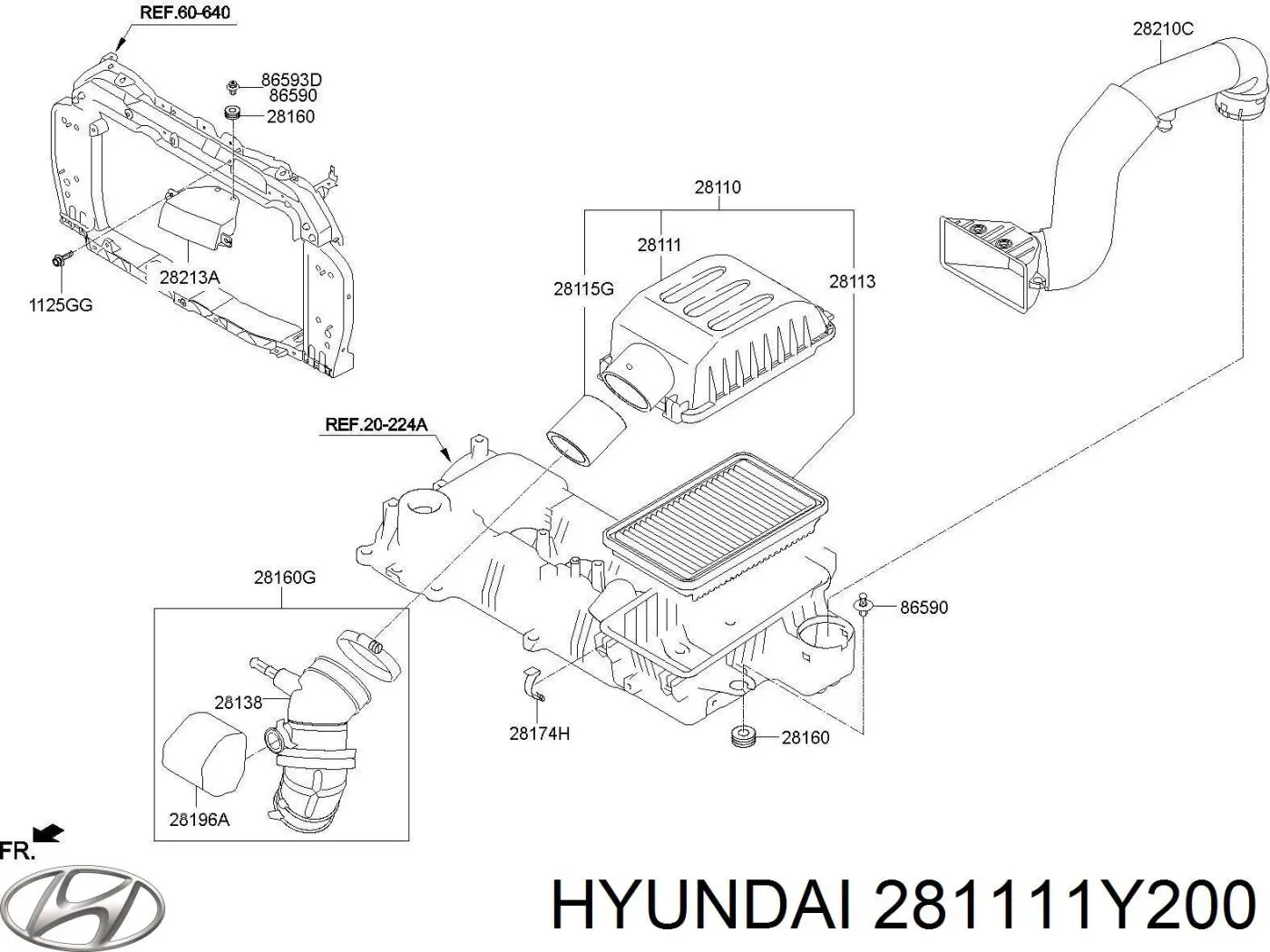 2811104000 Hyundai/Kia корпус повітряного фільтра, верхня частина