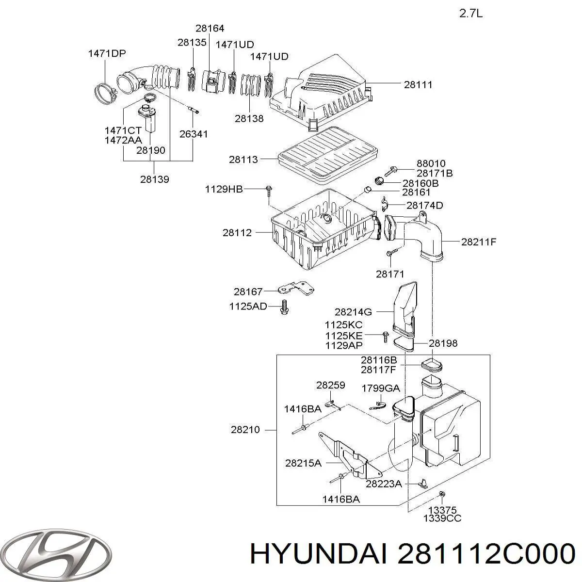 Корпус повітряного фільтра, верхня частина Hyundai Coupe (GK) (Хендай Купе)