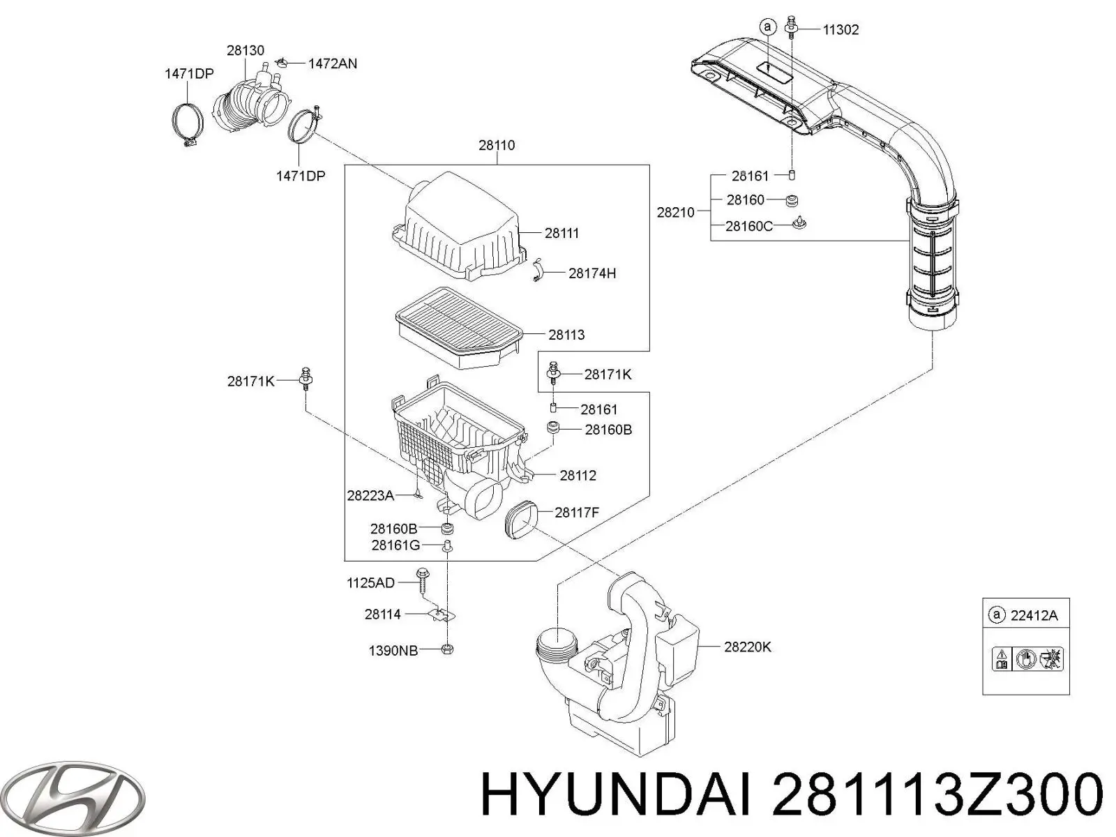 Корпус повітряного фільтра, верхня частина Hyundai/Kia 281113Z300 ціна, від 17.47 USD