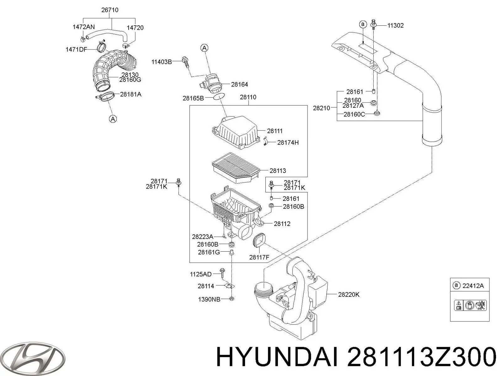 281113Z300 Hyundai/Kia Корпус повітряного фільтра, верхня частина