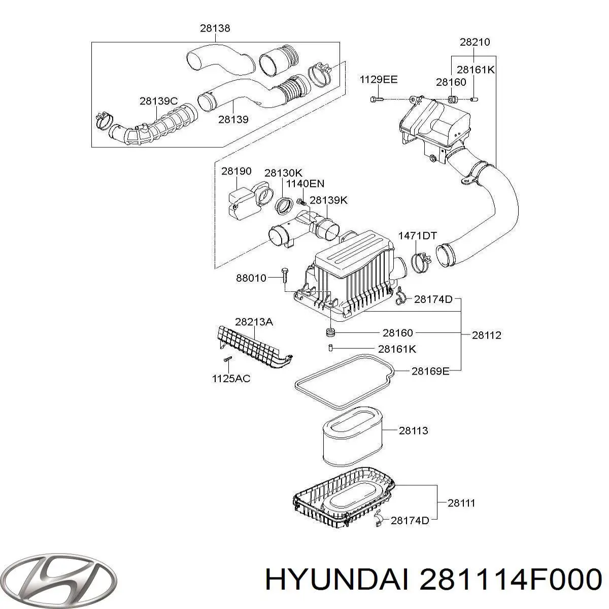 281114F000 Hyundai/Kia корпус повітряного фільтра, нижня частина