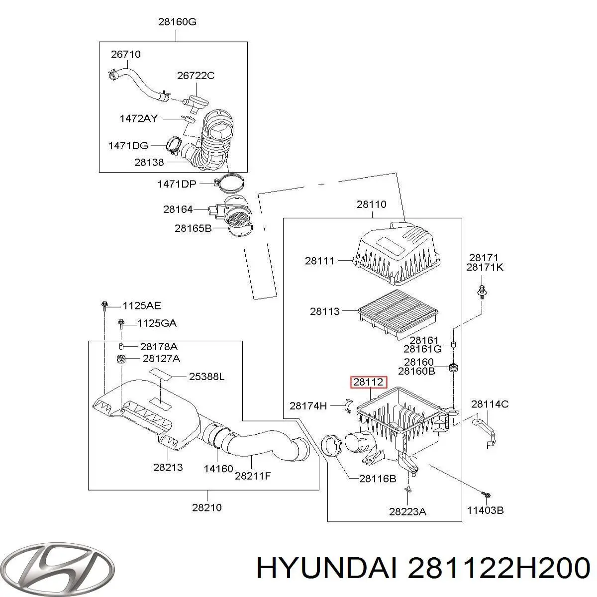 Купити 281122H200 Hyundai/Kia Корпус повітряного фільтра, нижня частина