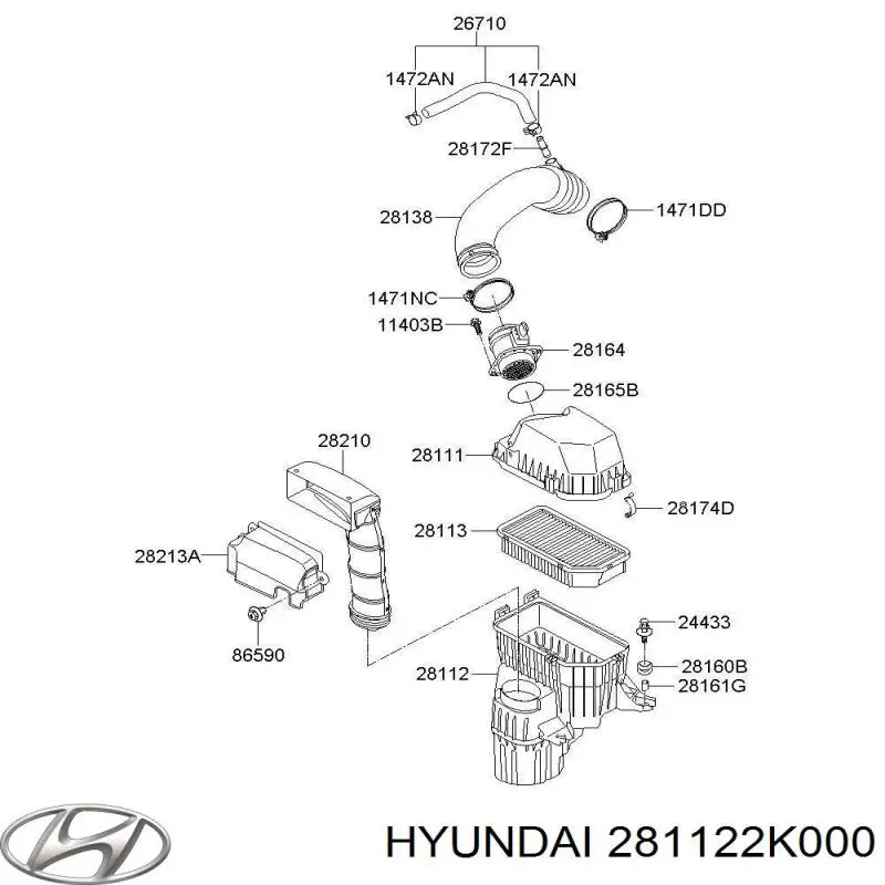 Корпус повітряного фільтра Hyundai/Kia 281122K000 ціна, від 25.54 USD