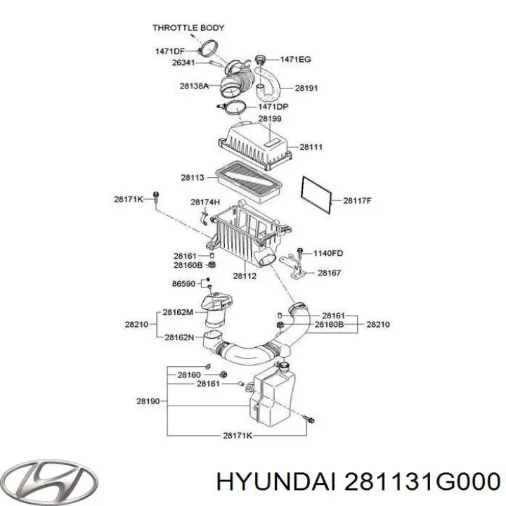 Фільтр повітряний 281131G000 Hyundai/Kia