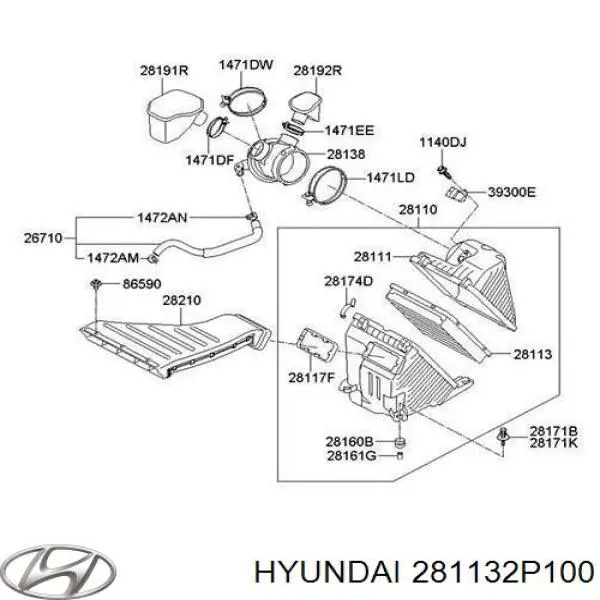 281132P100 Hyundai/Kia Повітряний фільтр двигуна