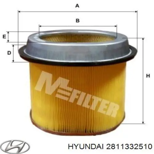 Повітряний фільтр 2811332510 Hyundai/Kia