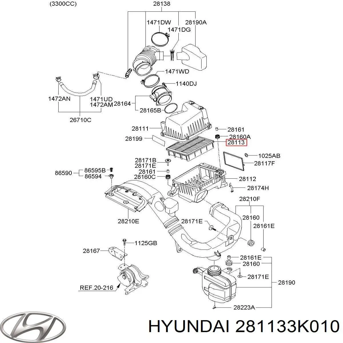 281133K010 Hyundai/Kia Повітряний фільтр двигуна
