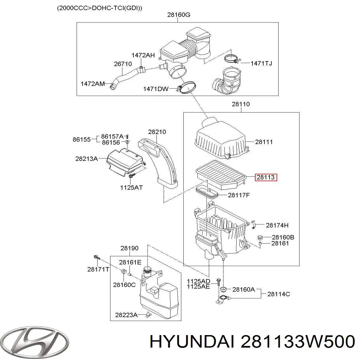 Повітряний фільтр 281133W500 Hyundai/Kia