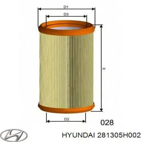 Повітряний фільтр 281305H002 Hyundai/Kia