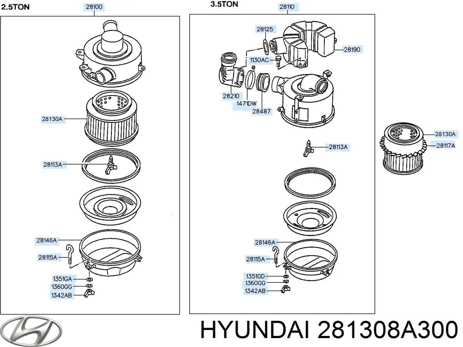 Повітряний фільтр 281308A300 Hyundai/Kia