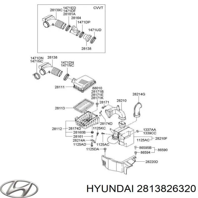 Купити 2813826320 Hyundai/Kia Патрубок повітряний, вхід повітряного фільтра