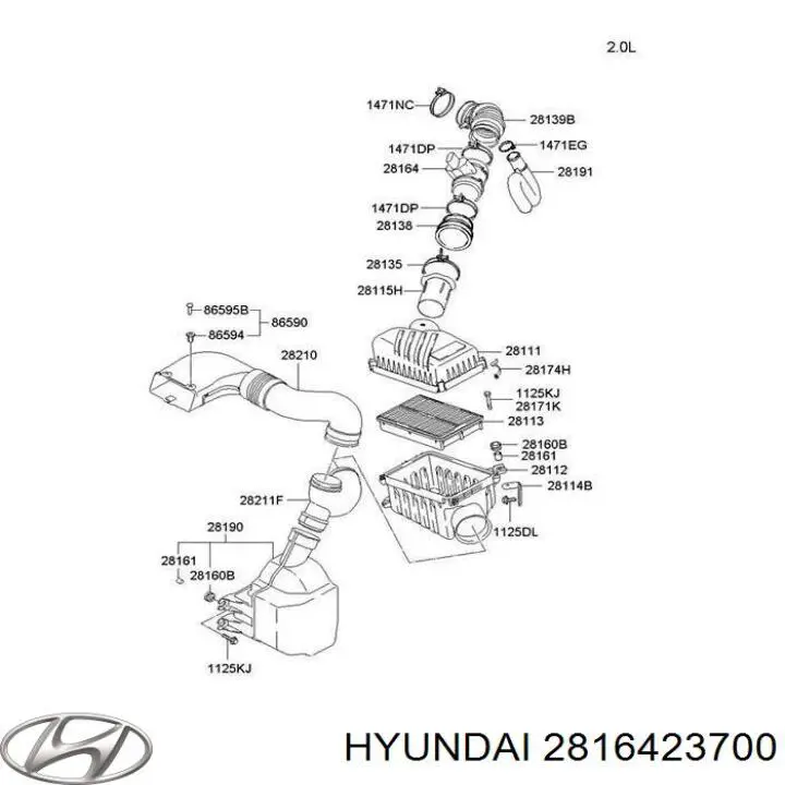 2816423700 Hyundai/Kia Датчик витрати повітря