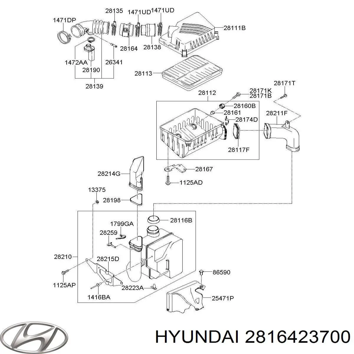 Купити 2816423700 Hyundai/Kia Повітромір