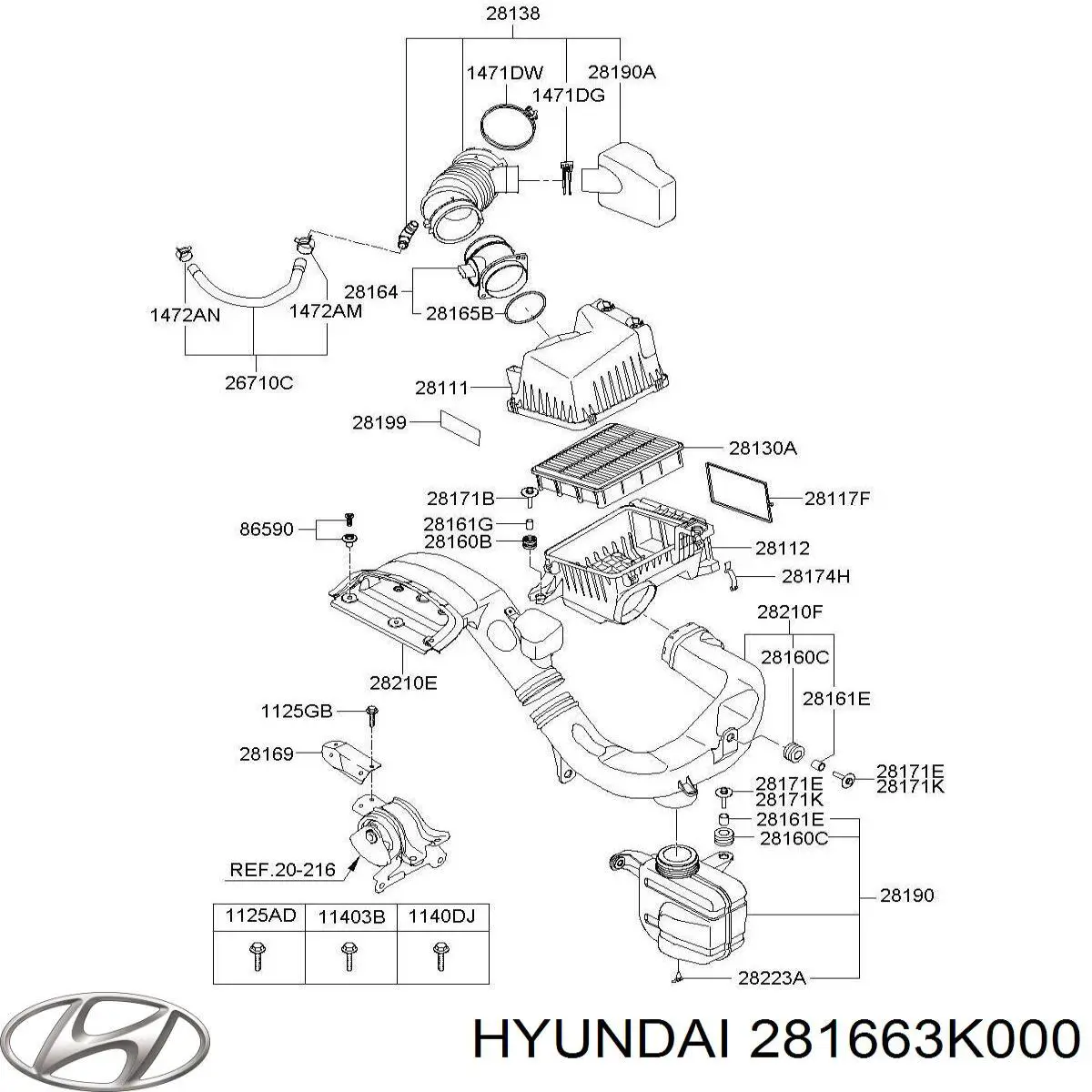  Hyundai/Kia 281663K000 ціна, від 2.53 USD