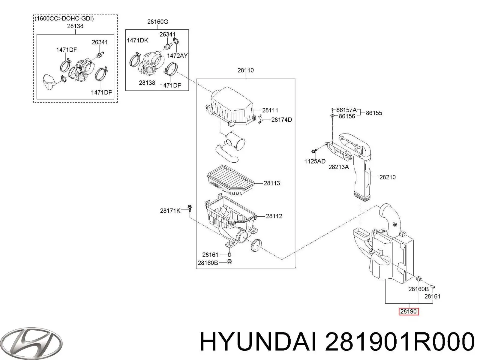 Резонатор Hyundai/Kia 281901R000