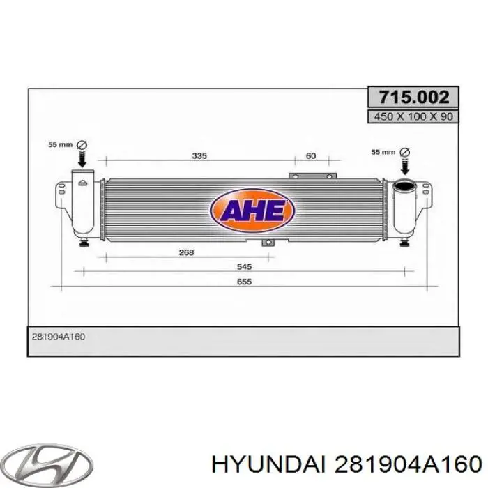 Купити 281904A160 Hyundai/Kia Радіатор интеркуллера