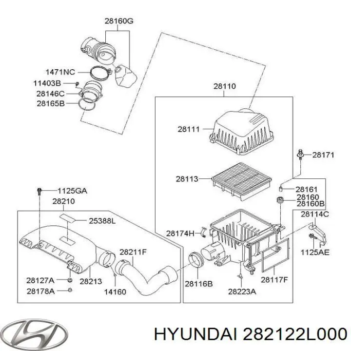 Повітрозабірник повітряного фільтра 282122L000 Hyundai/Kia