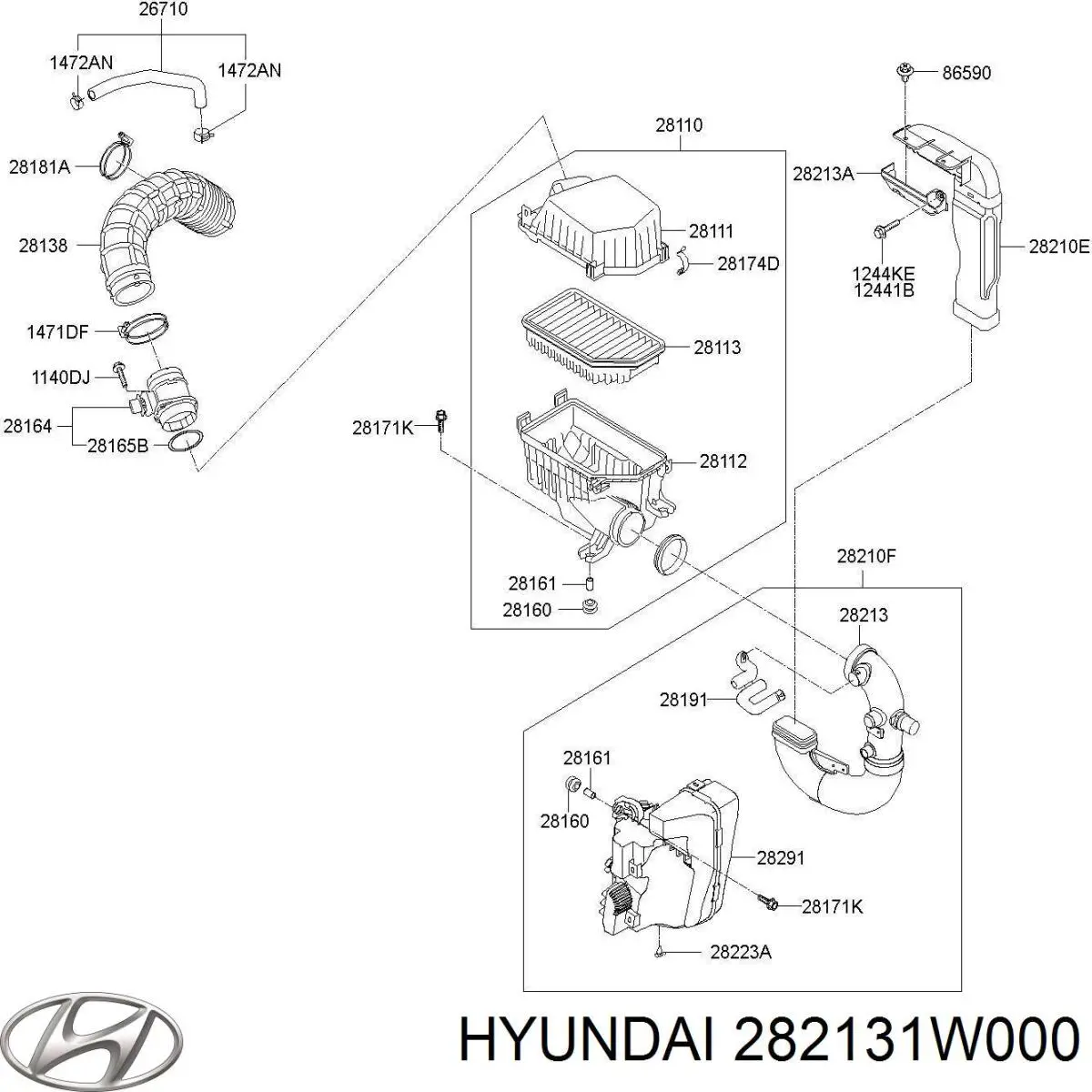 282131W000 Hyundai/Kia Повітрозабірник повітряного фільтра