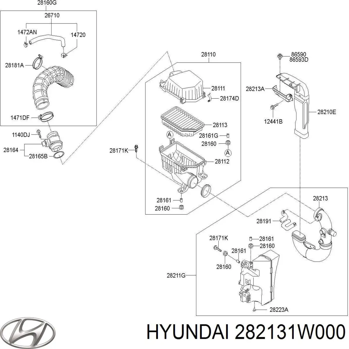 Купити 282131W000 Hyundai/Kia Повітрозабірник повітряного фільтра