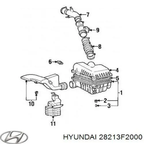 Повітрозабірник повітряного фільтра Hyundai/Kia 28213F2000 ціна, від 10.61 USD