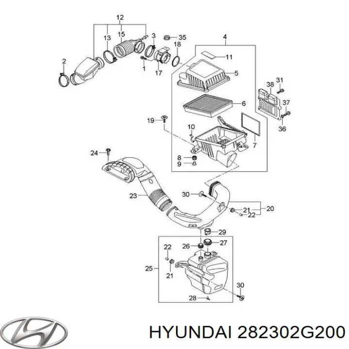 282302G200 Hyundai/Kia резонатор повітряного фільтра