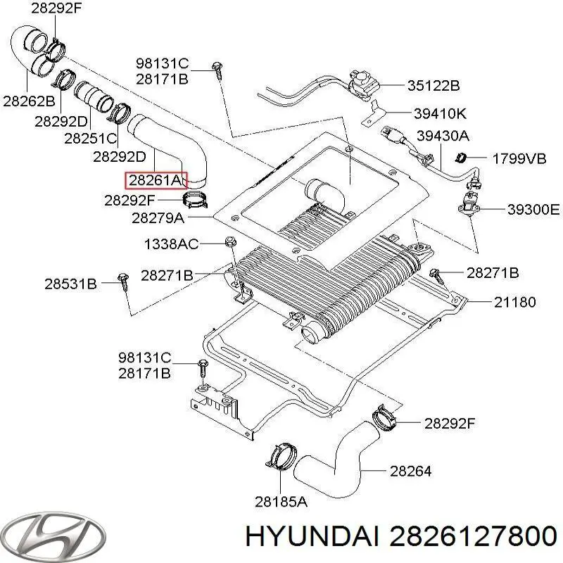 Купити 2826127800 Hyundai/Kia Патрубок повітряний, вихід з турбіни (наддув)