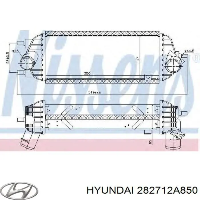 Купити 282712A850 Hyundai/Kia Радіатор интеркуллера