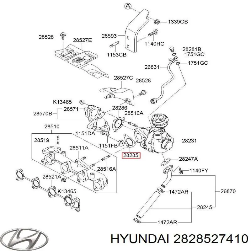 Купити 2828527410 Hyundai/Kia Прокладка турбіни, монтажний комплект