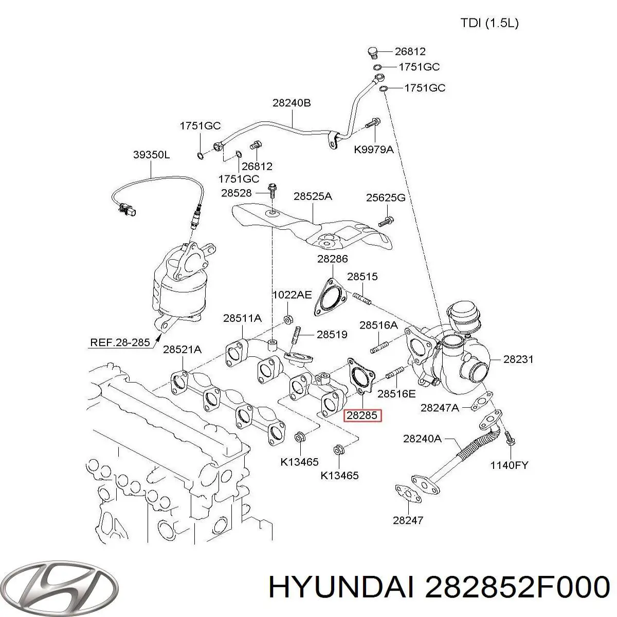 Прокладка турбіни вихлопних газів, впуск Hyundai/Kia 282852F000 ціна, від 5.08 USD