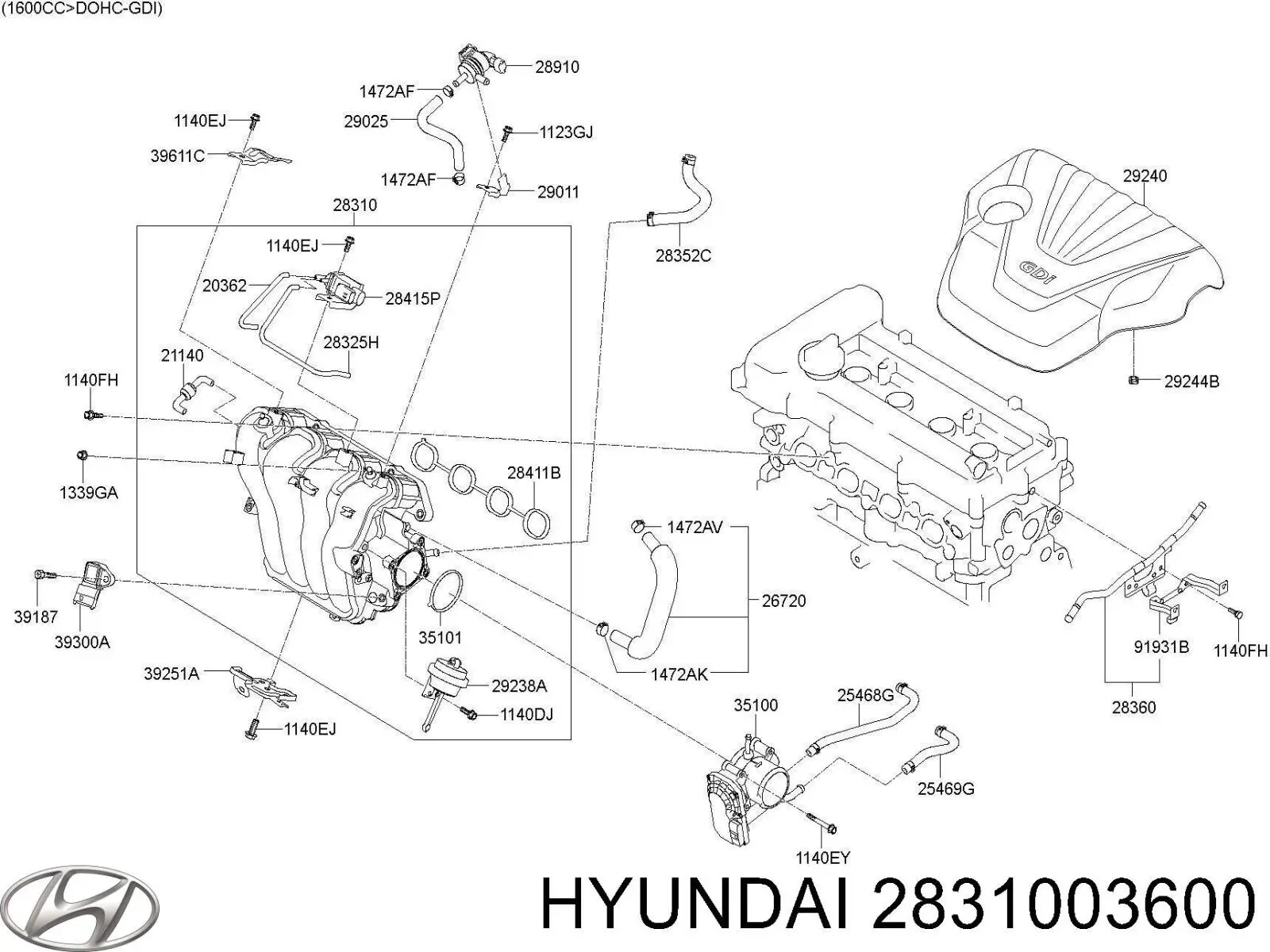 Колектор впускний Hyundai/Kia 2831003600 ціна, від 348.60 USD